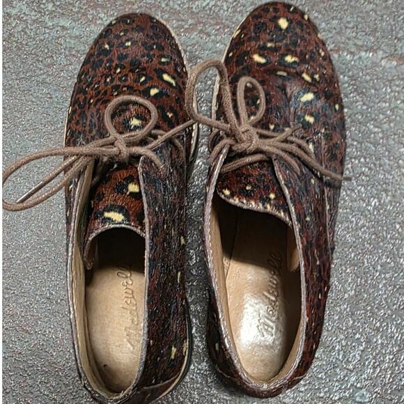 Madewell Boot Wren Painted Leopard Calf Hair Ankle Lace Up Women Size 6.5 MA484 - Picture 4 of 12